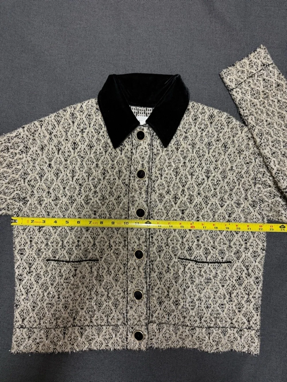 Sandro Jazy Contrast Collar Wool-Lurex Tweed Jacket , NWT - Picture 4 of 11